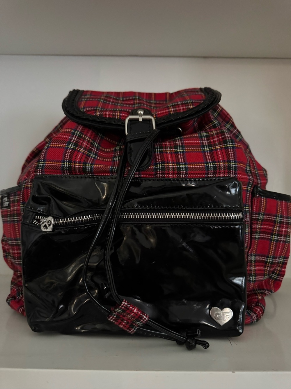 NWT Gotta Flurt Westwood Red Tartan Plaid Patent Mini Backpack Y2K Grunge